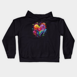 Colorful watercolor splash heart shape Kids Hoodie